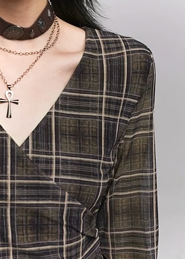 Asymmetry Check Long Dress / lg1337 