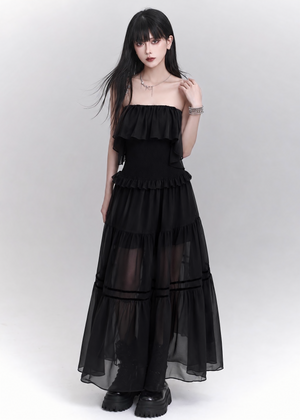 SHEER OFF SHOULDER LONG DRESS / LG1641