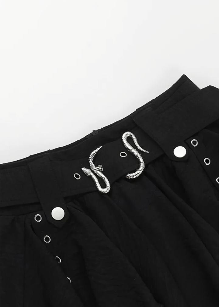 Asymmetric layered belt skirt / lg1271