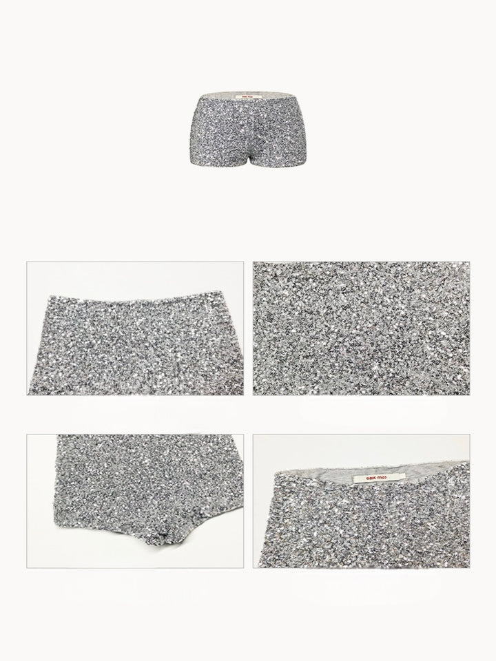 silver sequin micro shorts/oa1102