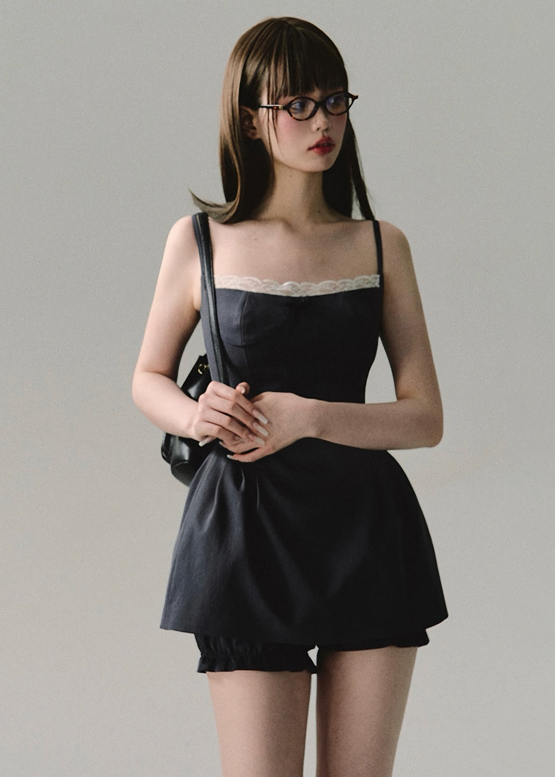 gray lace suspender dress/oa1106