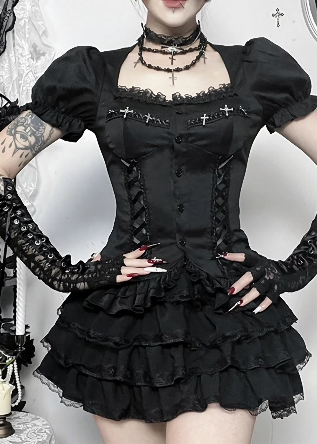 GOTHIC CORSET FRILL SET / LG1562