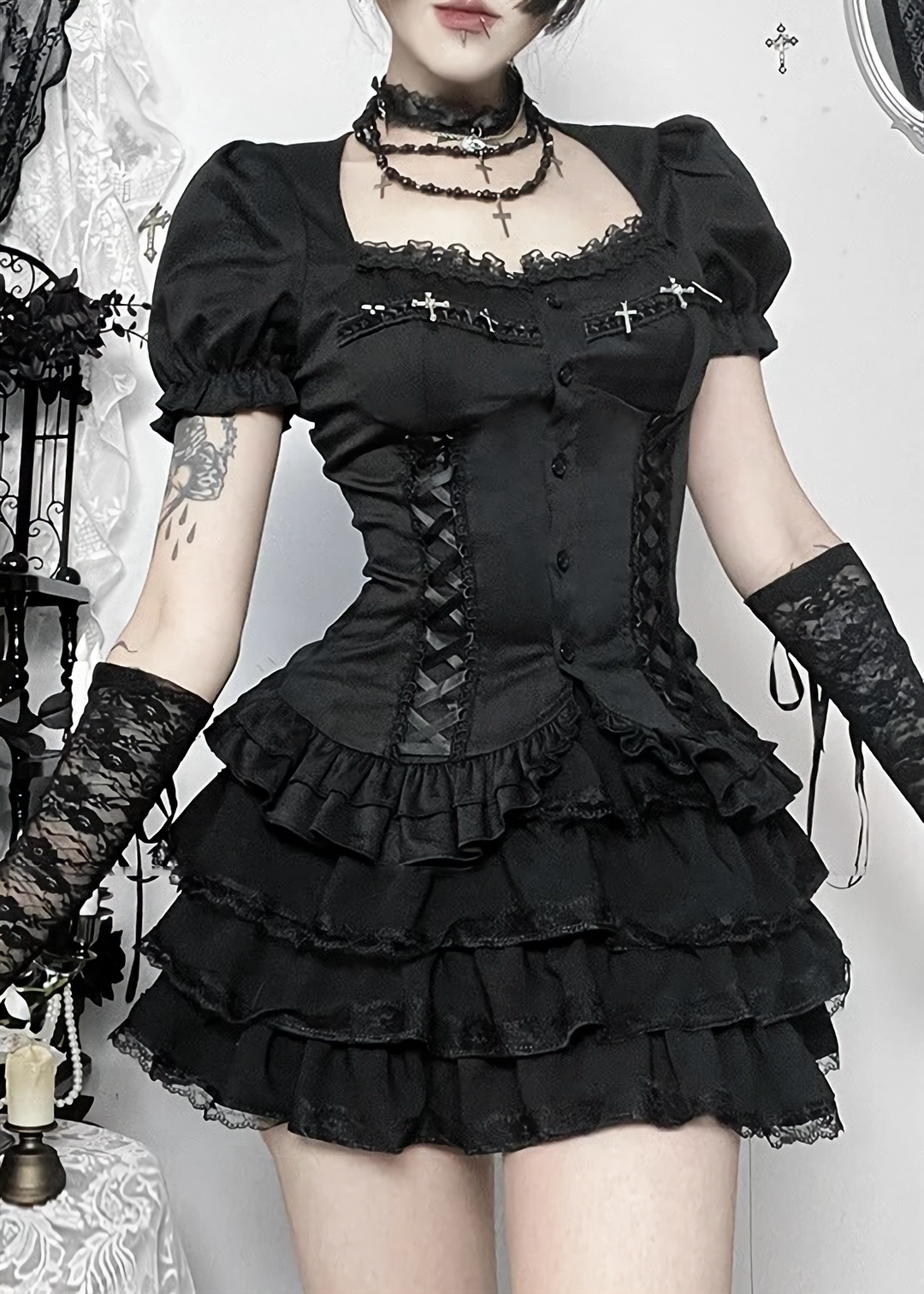 GOTHIC CORSET FRILL SET / LG1562