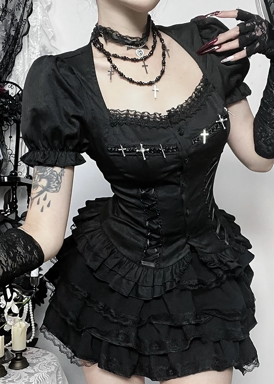 GOTHIC CORSET FRILL SET / LG1562