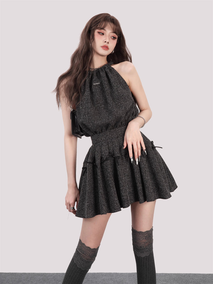 Separate halter neck mini dress/mu1112