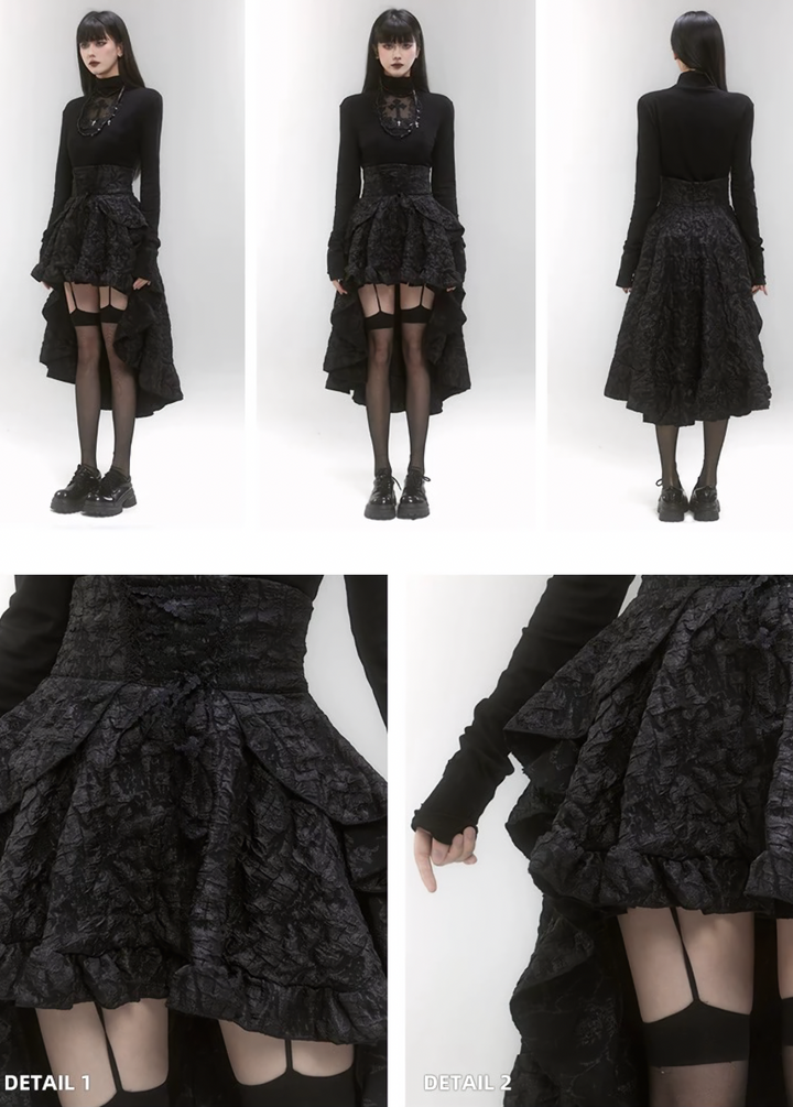 GOTHIC IRREGULAR HEM SKIRT / LG1186_e4r