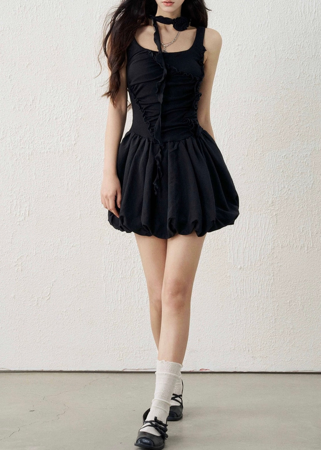 ROSE CHOKER BALLOON MINI DRESS / LG1596