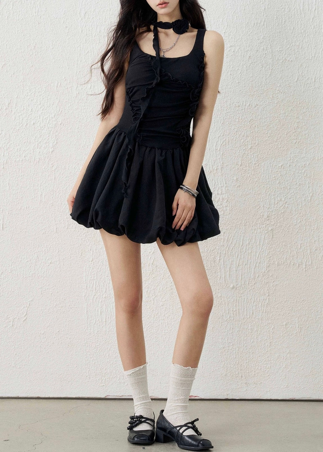 ROSE CHOKER BALLOON MINI DRESS / LG1596