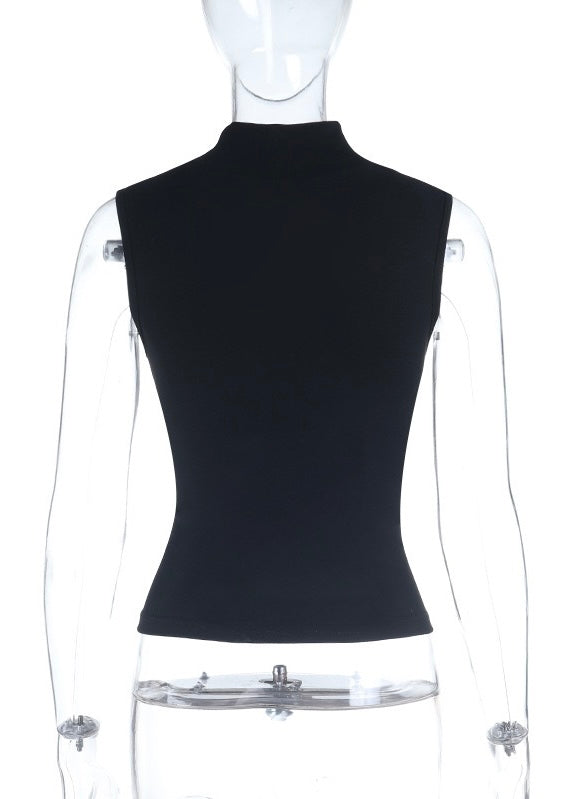 GOTHIC CROSS BUCKLE CUTOUT TOP / LG1616