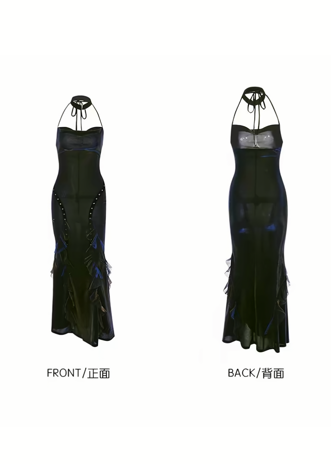 HALTER FISHTAIL MAXI DRESS / LACE CARDIGAN / LG1745