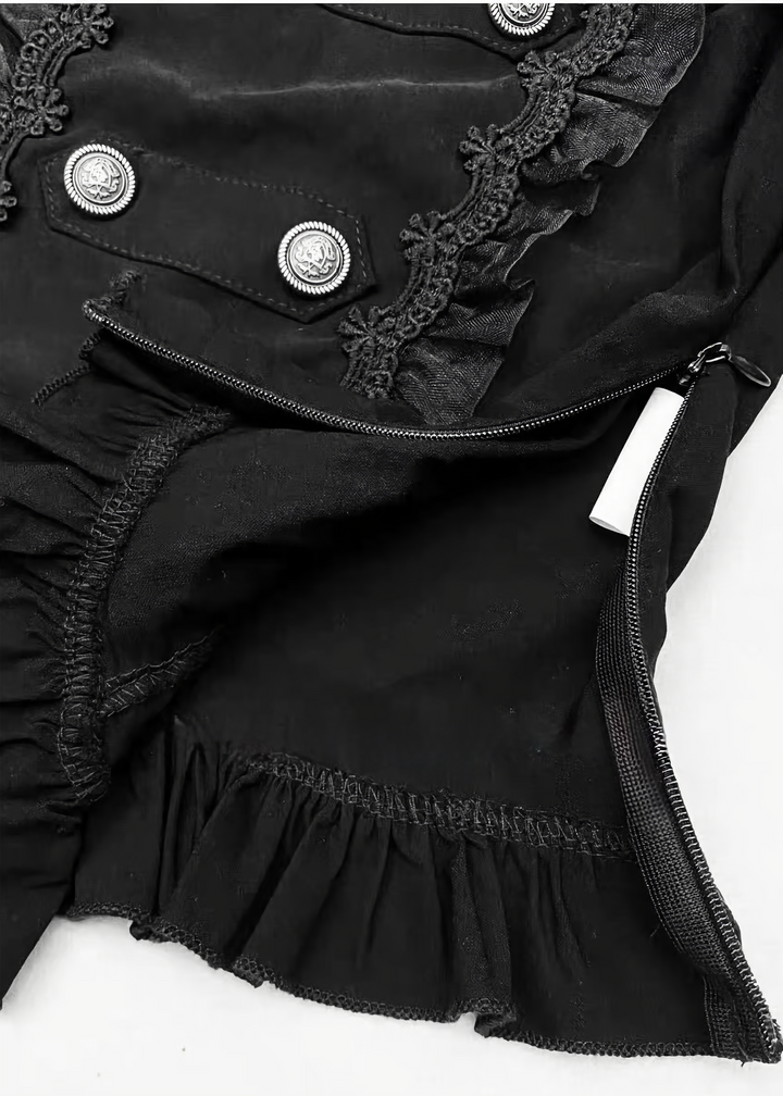 CHOKER DOUBLE BUTTON TOP / LACE-UP TIERED MINI SKIRT / LG1746