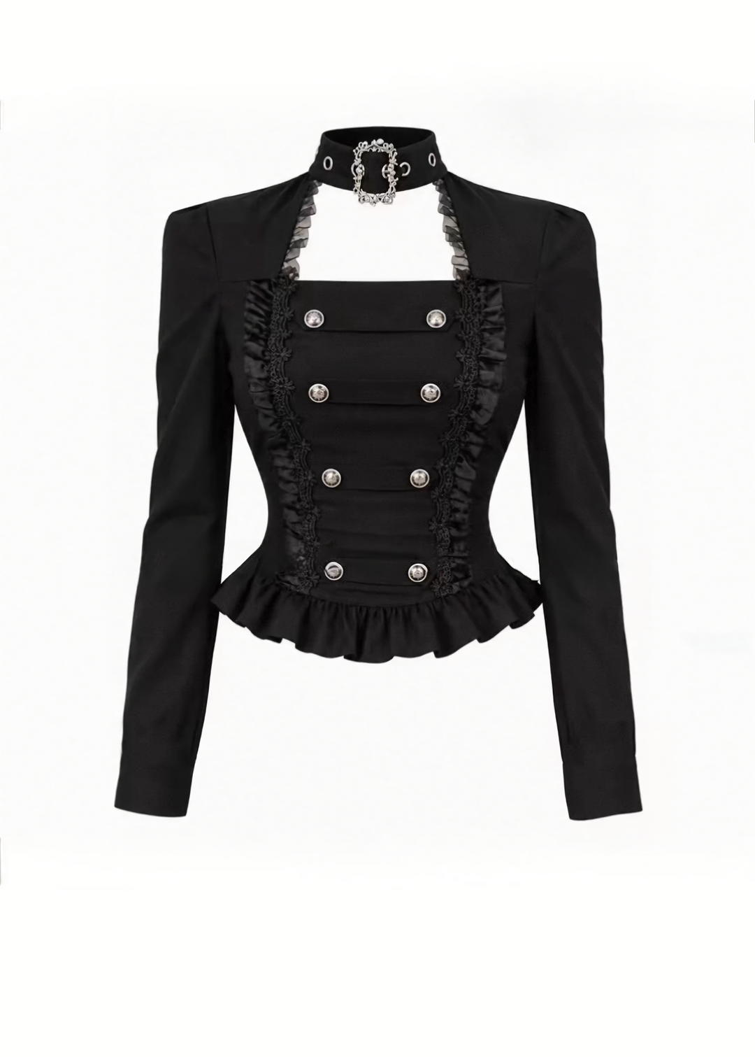 CHOKER DOUBLE BUTTON TOP / LACE-UP TIERED MINI SKIRT / LG1746