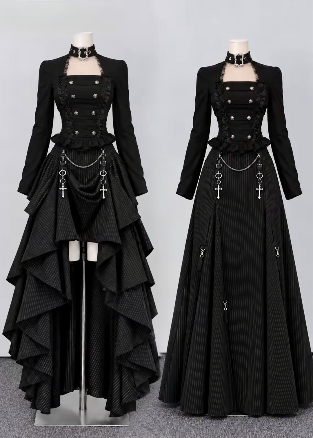 CHOKER DOUBLE BUTTON TOP / LACE-UP TIERED MINI SKIRT / LG1746