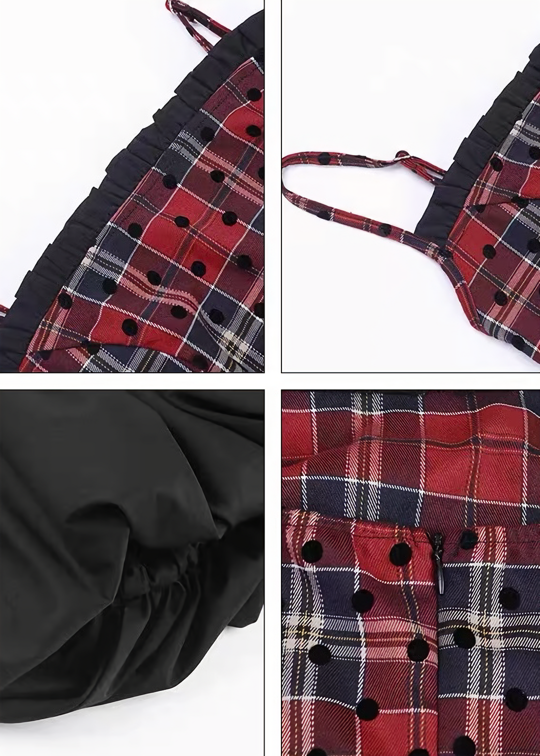 PLAID CORSET WAIST BALLOON DRESS / CROPPED BOLERO / LG1748