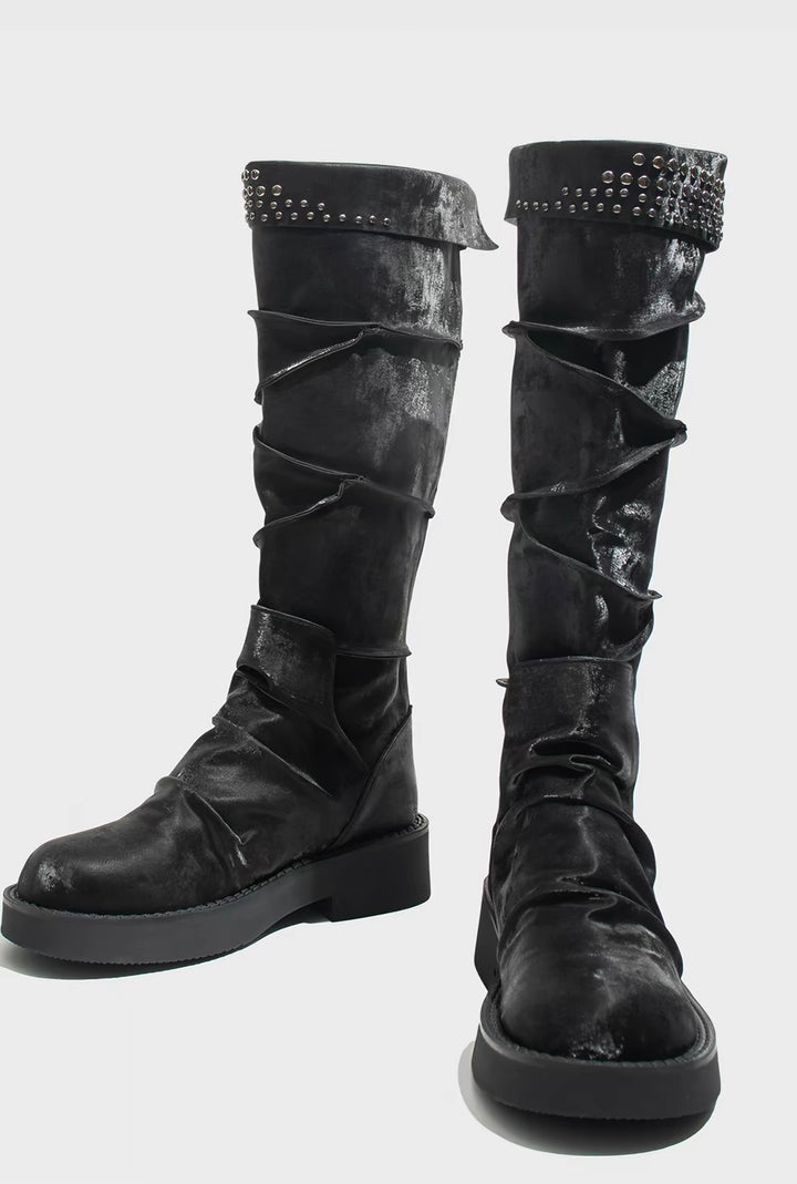 PLATFORM BIKER LONG BOOTS / V1192