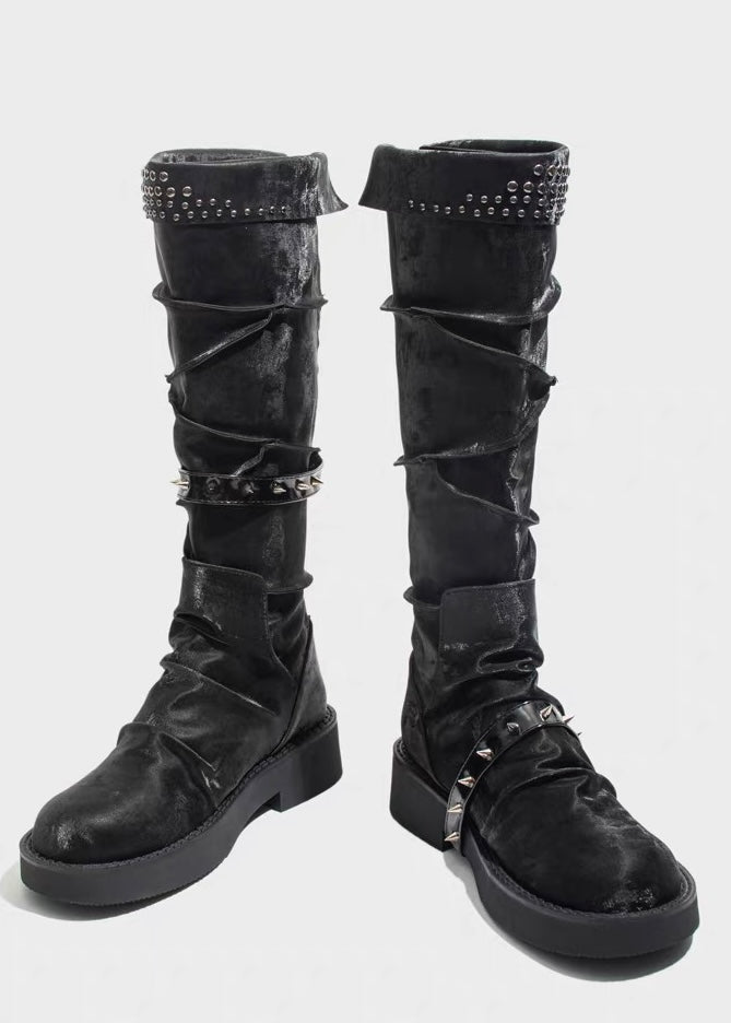 PLATFORM BIKER LONG BOOTS / V1192