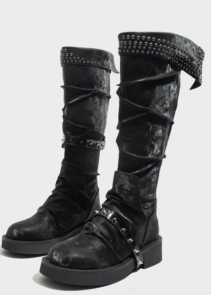 PLATFORM BIKER LONG BOOTS / V1192