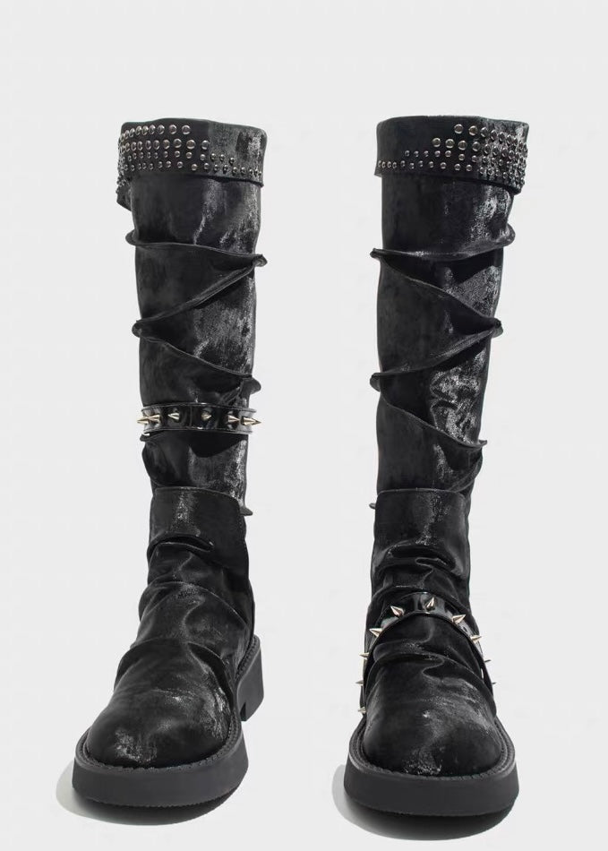 PLATFORM BIKER LONG BOOTS / V1192