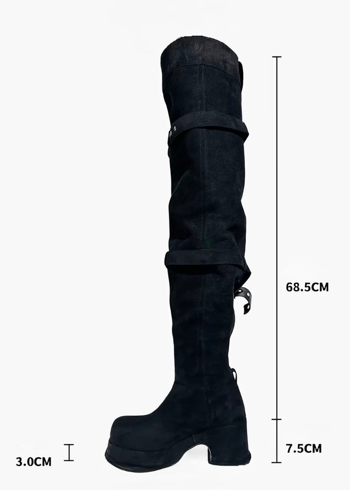 BELTED SLOUCHY OVERKNEE BOOTS / V1193