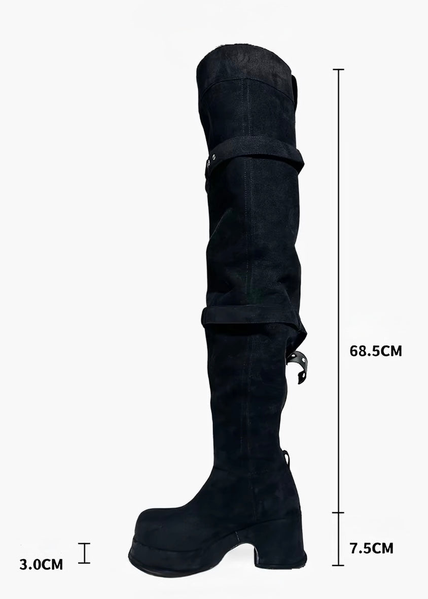 BELTED SLOUCHY OVERKNEE BOOTS / V1193