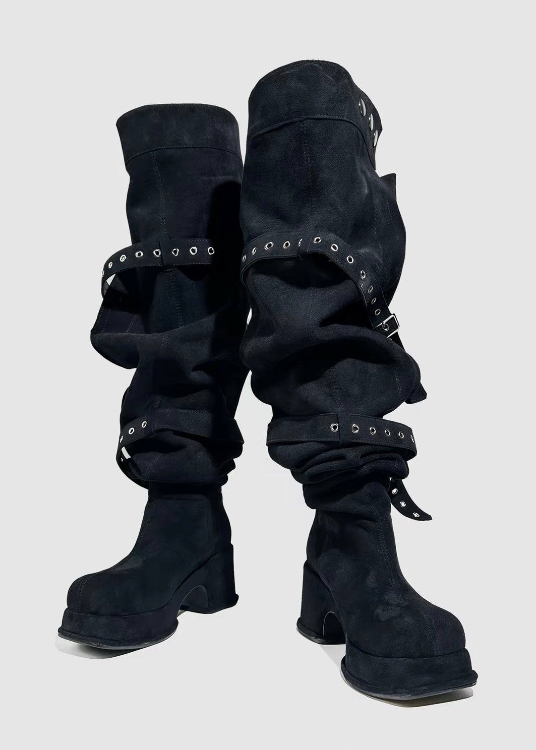 BELTED SLOUCHY OVERKNEE BOOTS / V1193