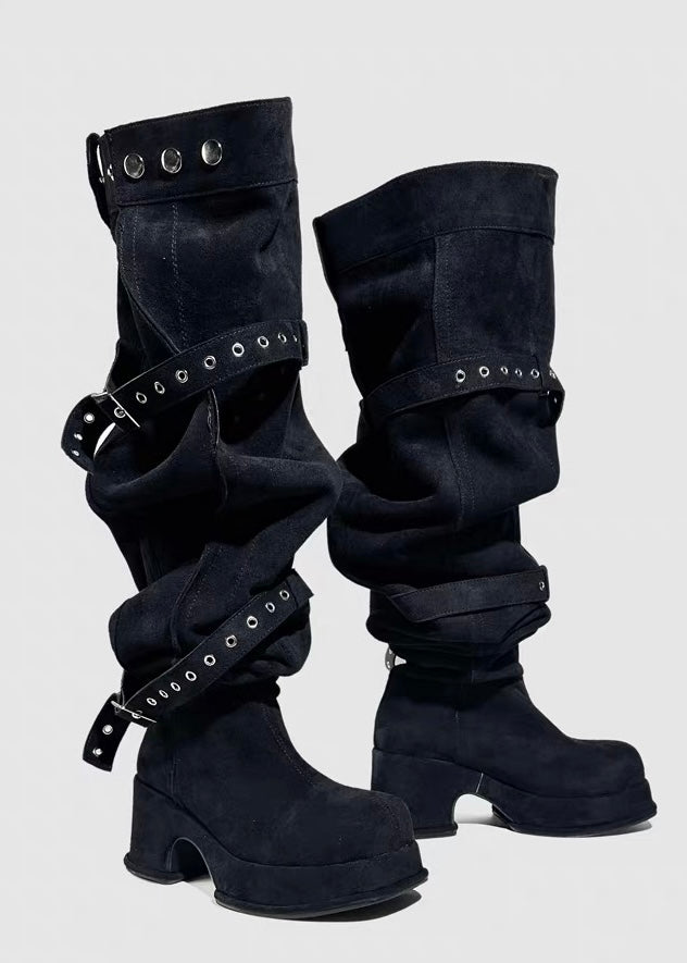 BELTED SLOUCHY OVERKNEE BOOTS / V1193