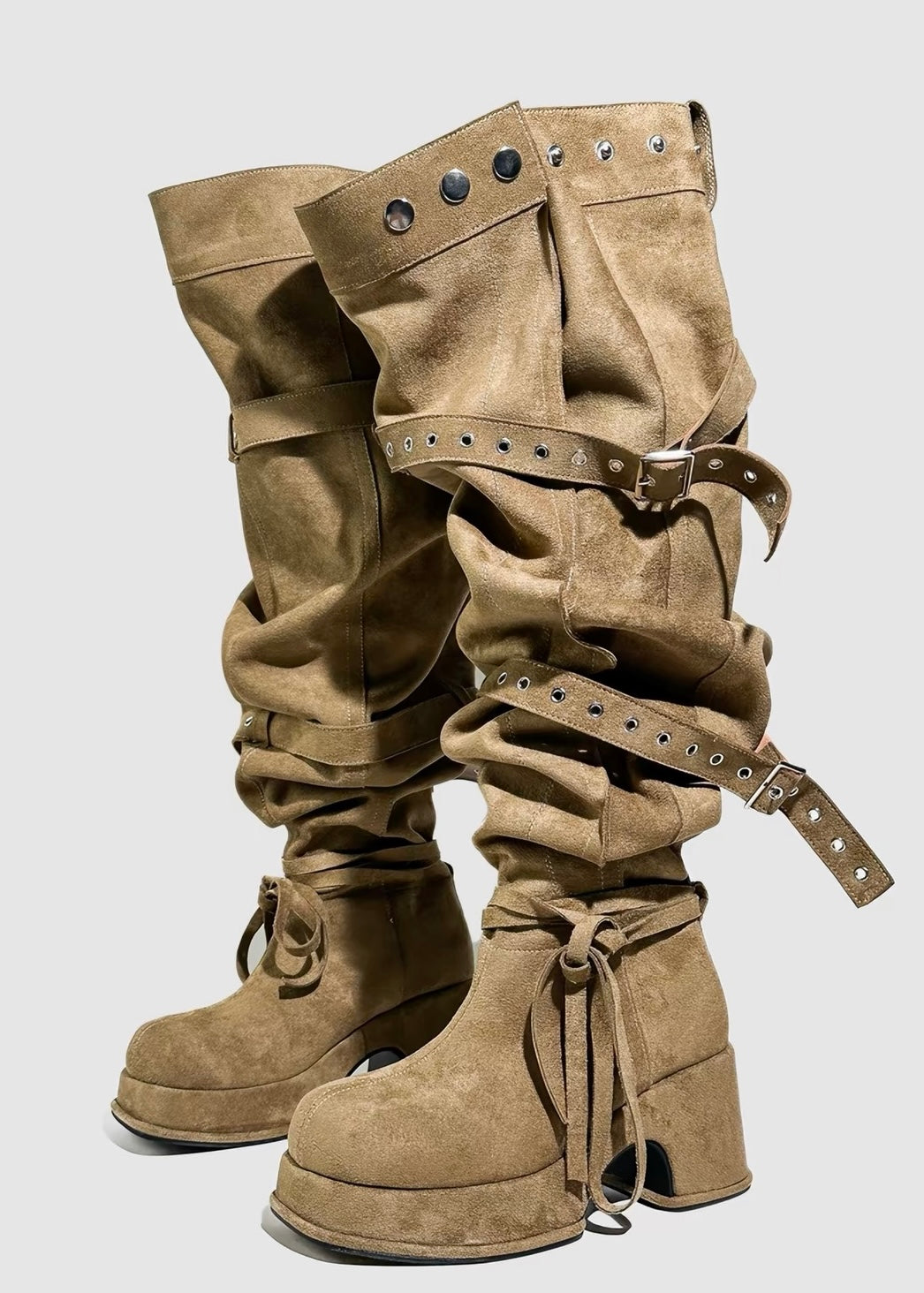 BELTED SLOUCHY OVERKNEE BOOTS / V1193