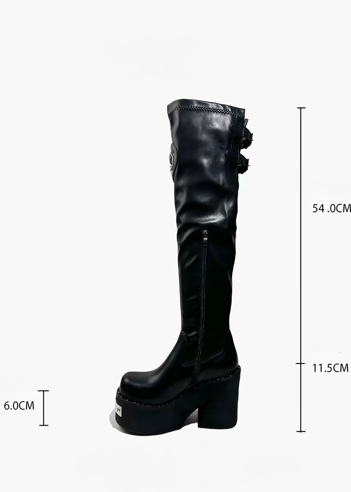 HEART EMBLEM PLATFORM OVERKNEE BOOTS / V1195
