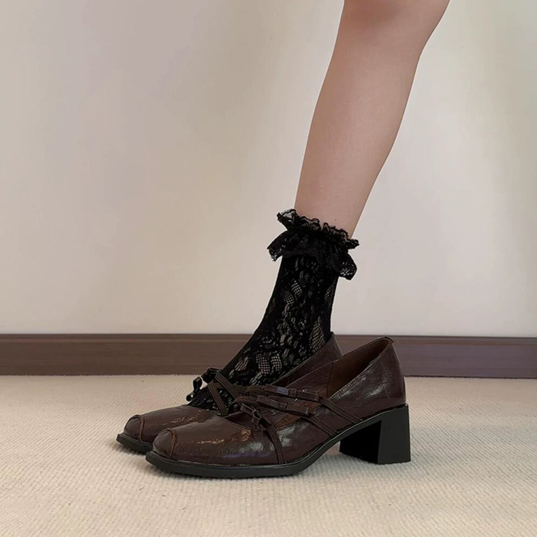 RIBBON STRAP MARY JANE HEELS / V1172