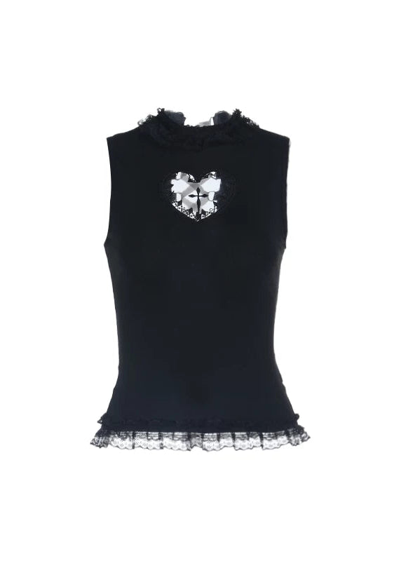 HEART CROSS LACE-UP TOP / LG1597
