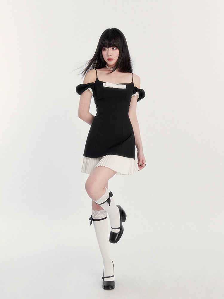 French style square neck mini dress/vo1123