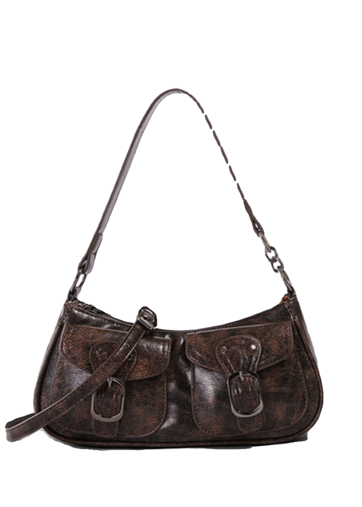 DOUBLE BUCKLE VINTAGE SHOULDER BAG / B1117