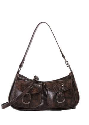 DOUBLE BUCKLE VINTAGE SHOULDER BAG / B1117