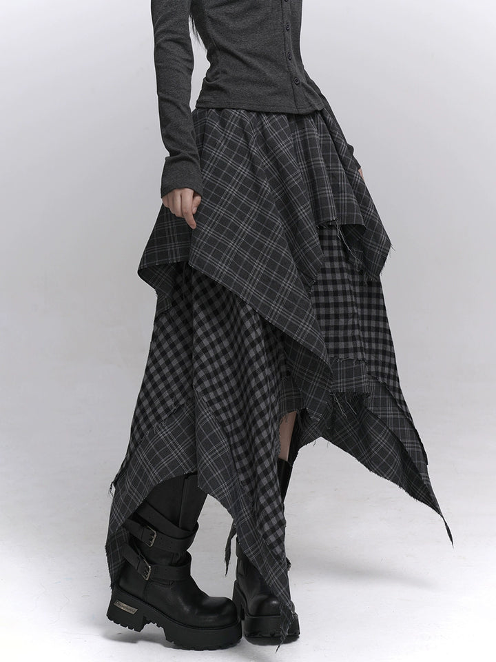 Layered Check Gothic Skirt / lg1351