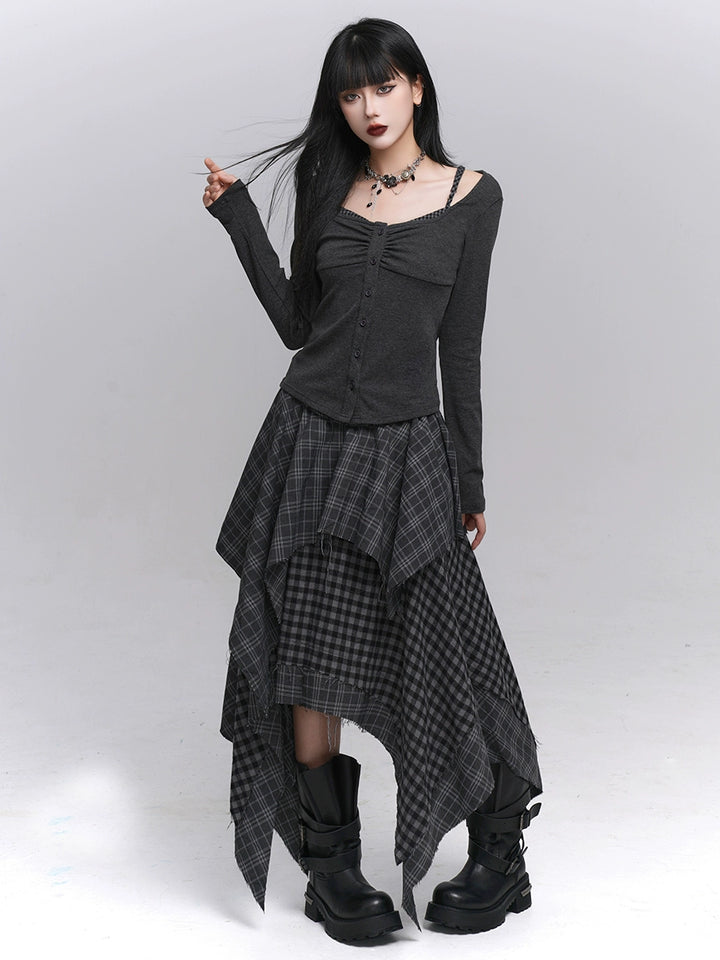 Layered Check Gothic Skirt / lg1351