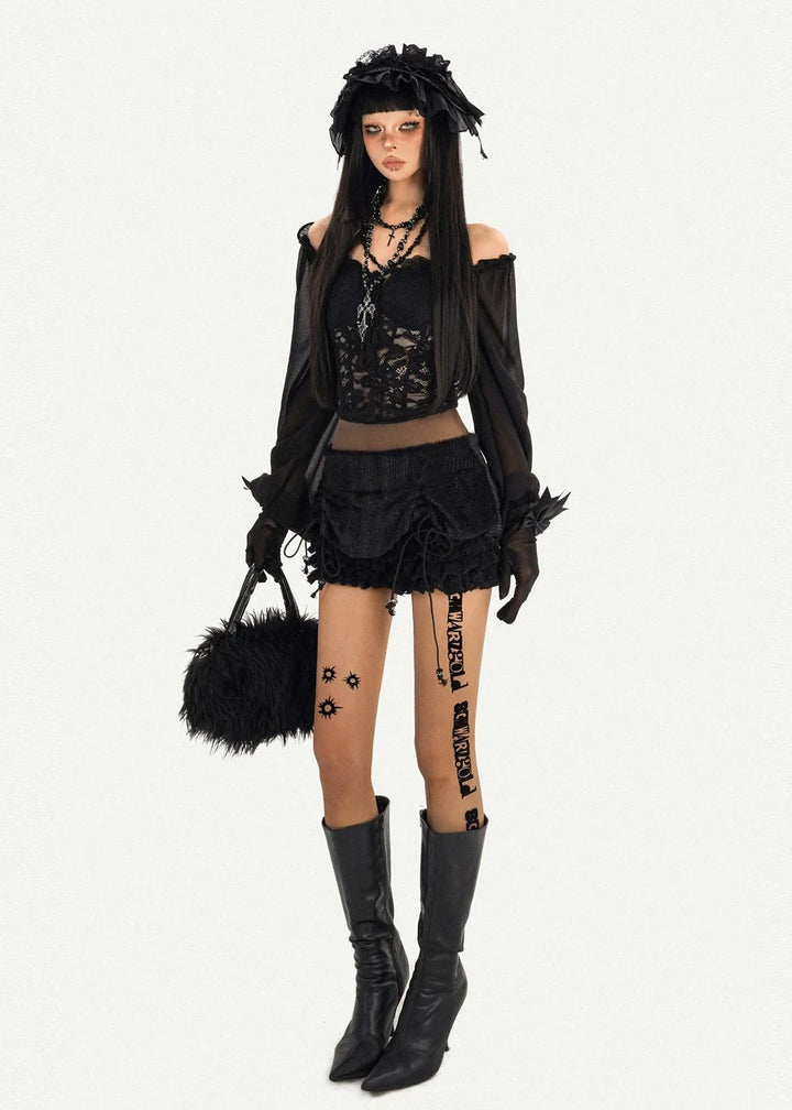 SHEER LACE OFF-SHOULDER TOP / NM1103