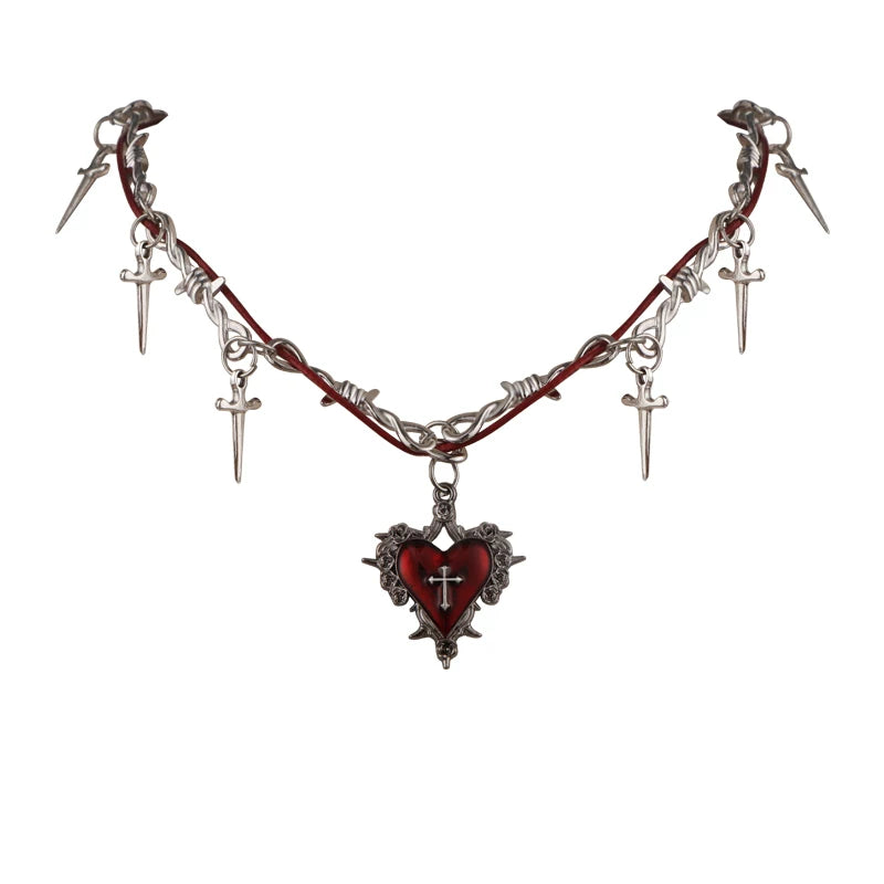 SACRED HEART CROSS CHOKER / A1156