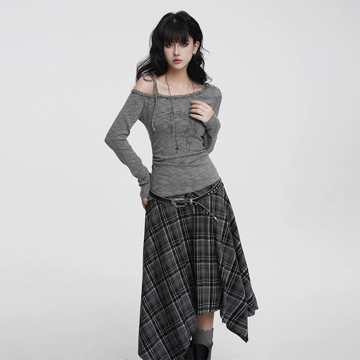 ASYMMETRIC STRAP OFF-SHOULDER TOP /  LG1425