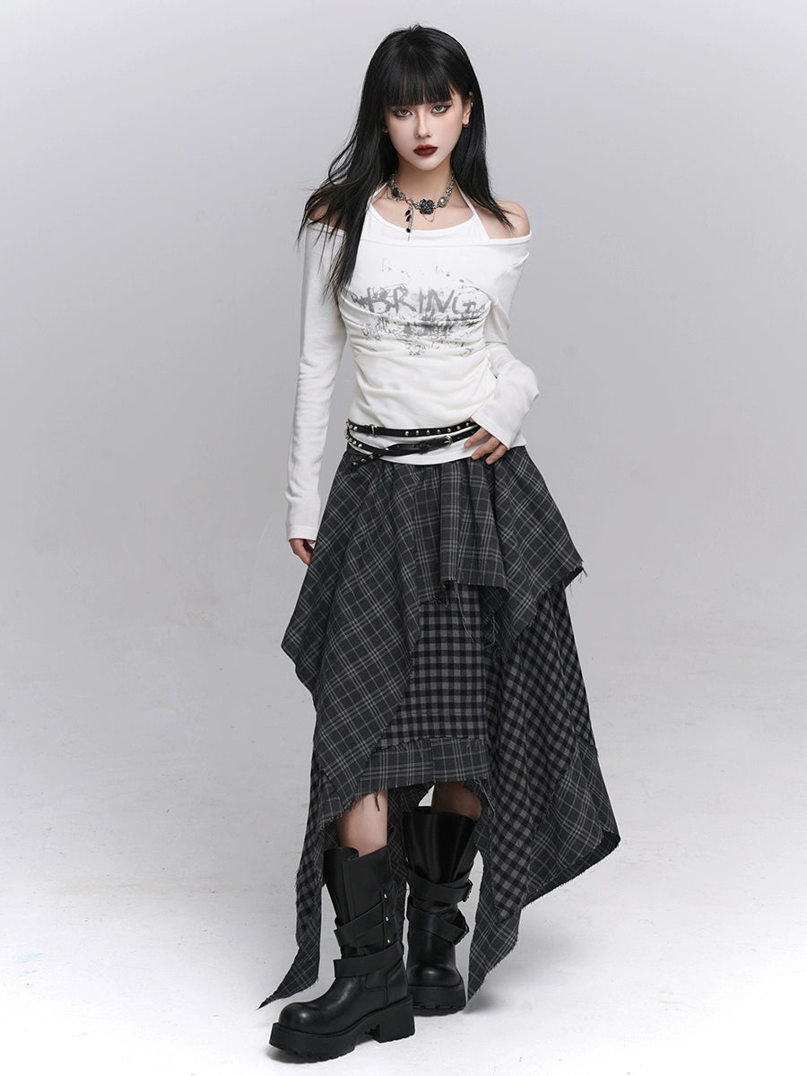 Layered Check Gothic Skirt / lg1351