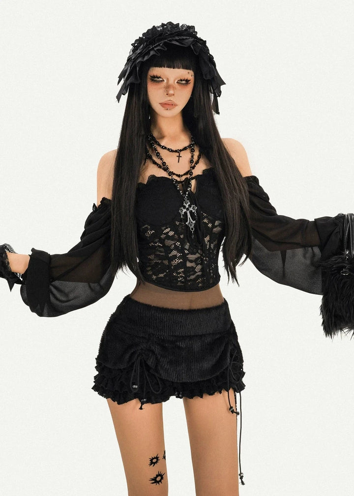 SHEER LACE OFF-SHOULDER TOP / NM1103