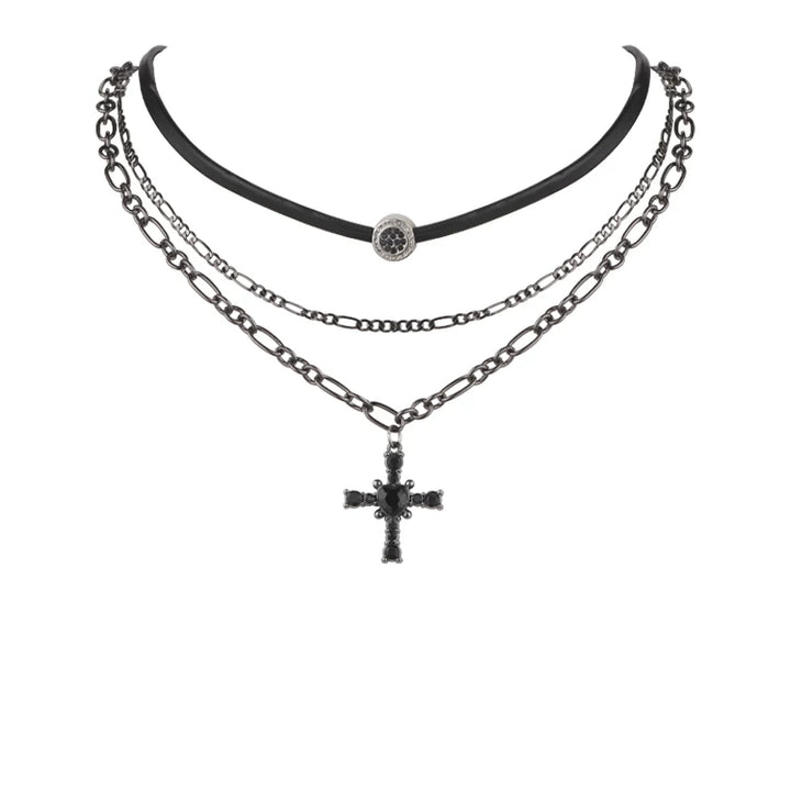CROSS LAYERED CHOKER NECKLACE / A1155