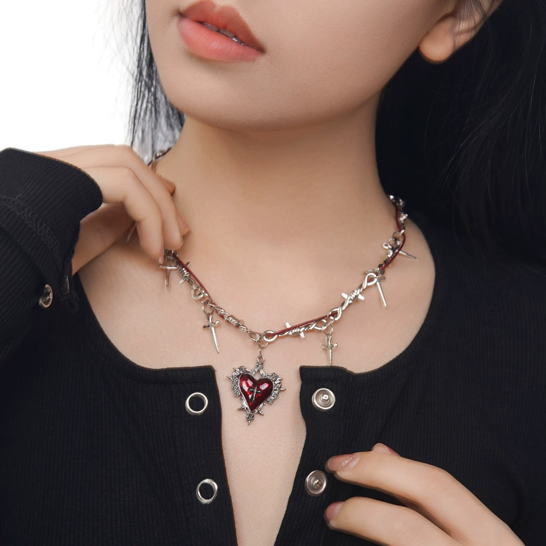 SACRED HEART CROSS CHOKER / A1156