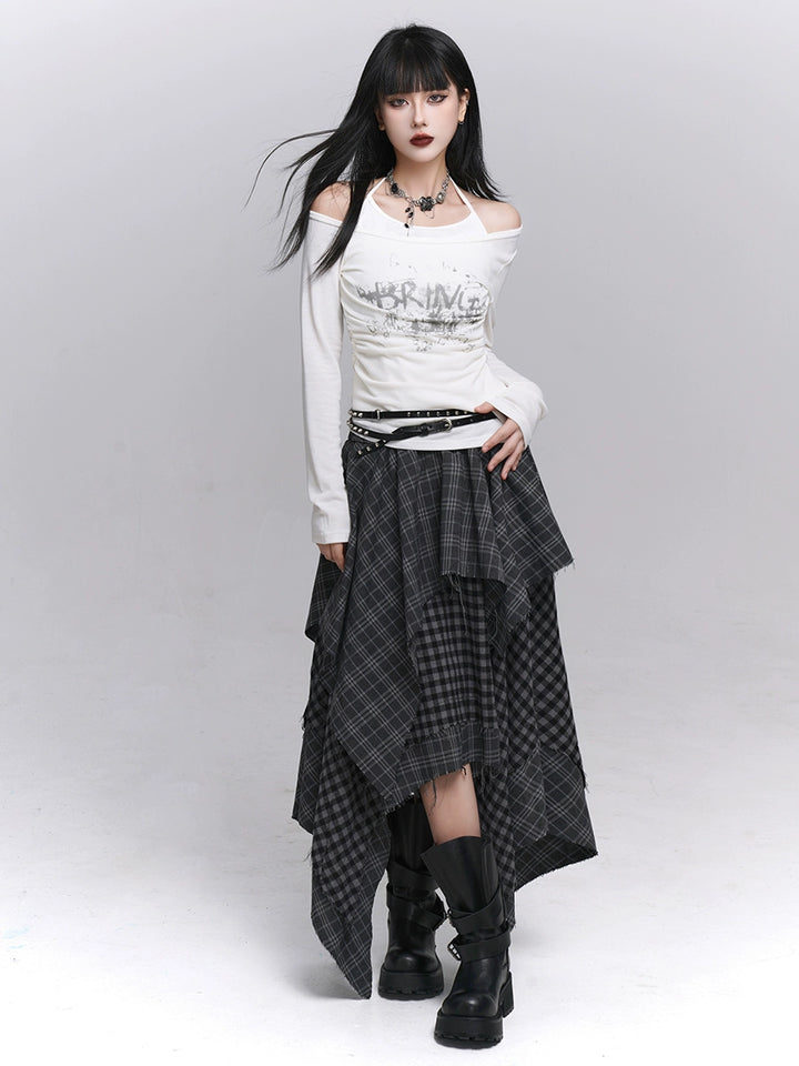 Layered Check Gothic Skirt / lg1351