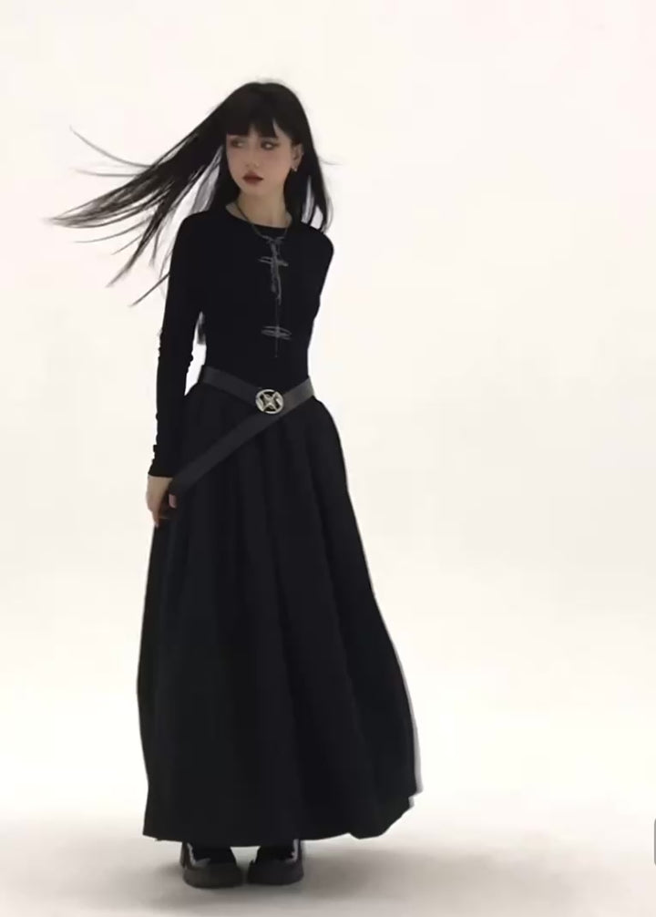 Gothic Back Open Long Dress / lg1135