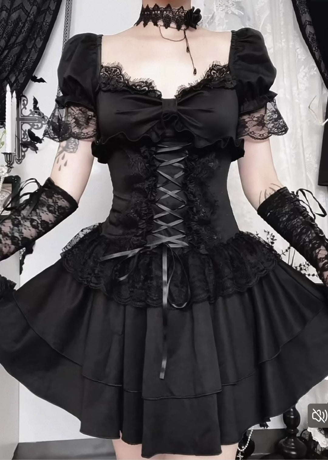 GOTHIC CORSET LACE MINI DRESS / LG1558