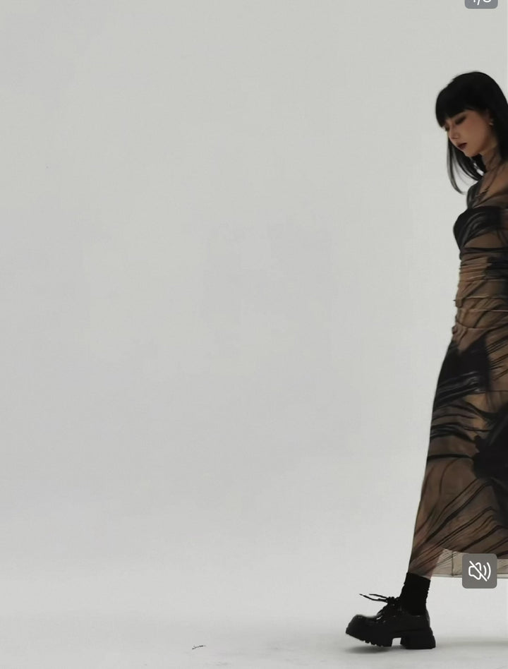 SMOKE DRAPE GOTHIC DRESS / LG1108
