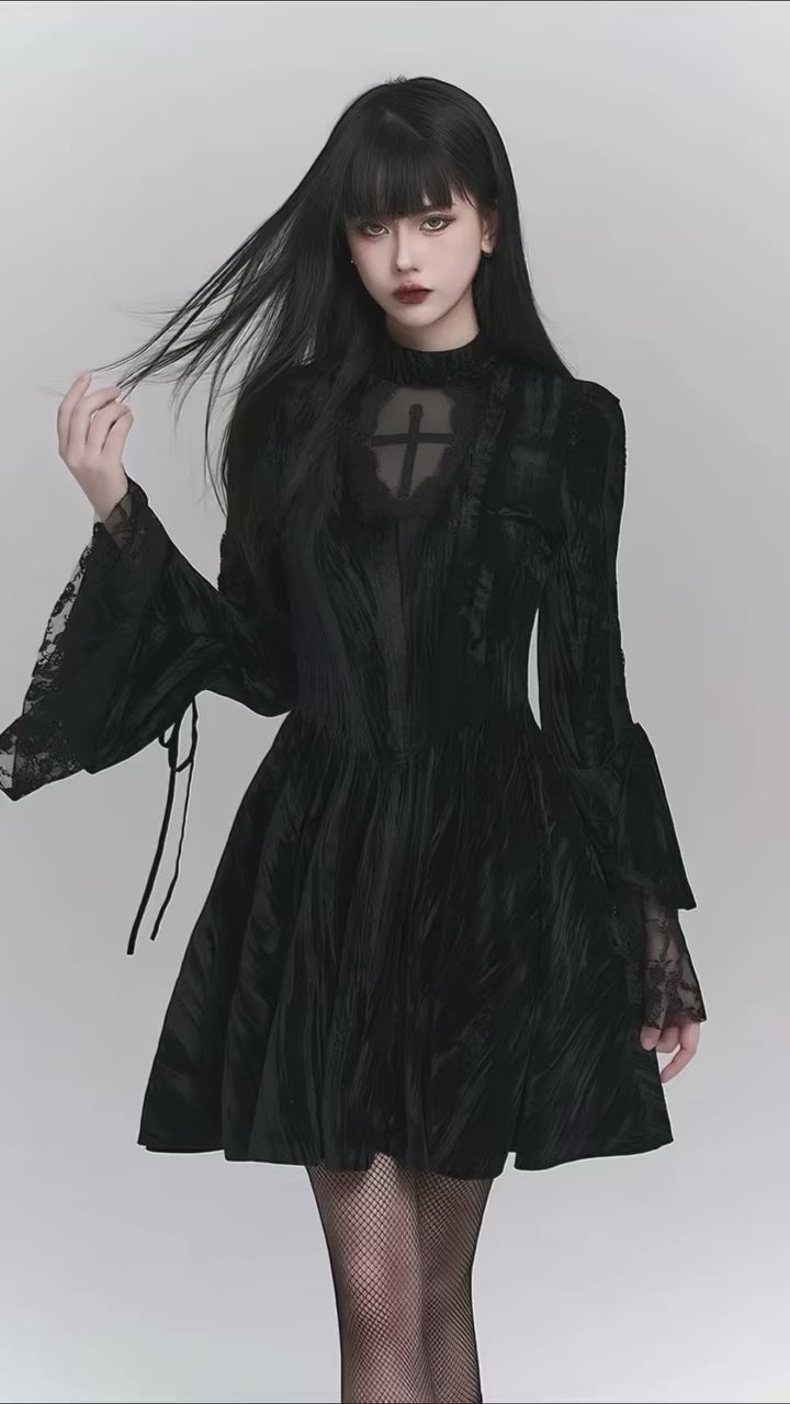goth velvet lacing mini dress / lg1139