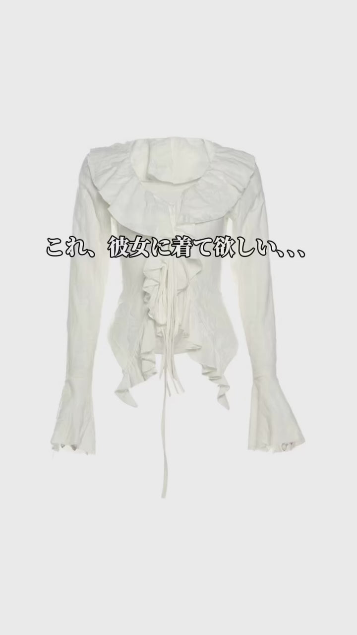 long sleeve ruffle shirt / LG1208_e4r