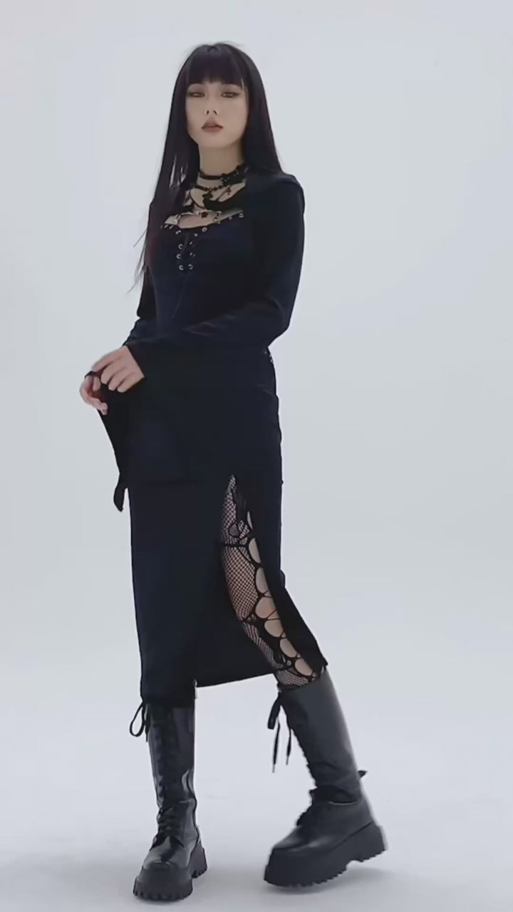 black velvet suspender dress/lg1132