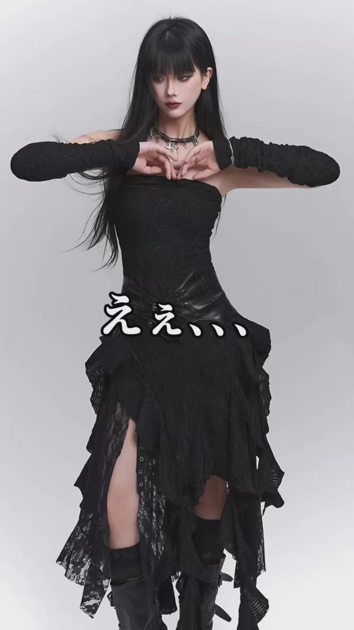 Asymmetrical Lace Gothic Dress / lg1277_e4r